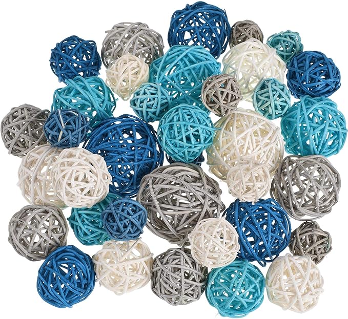 Patelai 36 Pcs Wicker Rattan Balls Decorative Balls for Vase Centerpiece Bowls Orbs Filler for Home Decor,4 Sizes