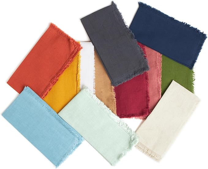 ACCENTHOME Rust Cotton Linen Napkin Set of 12 18x18 inch Dinner Napkins - Washable Soft Premium Hotel Quality Reusable Hemmed Edges Napkins Perfect Table Linens for Family Dinners, Weddings