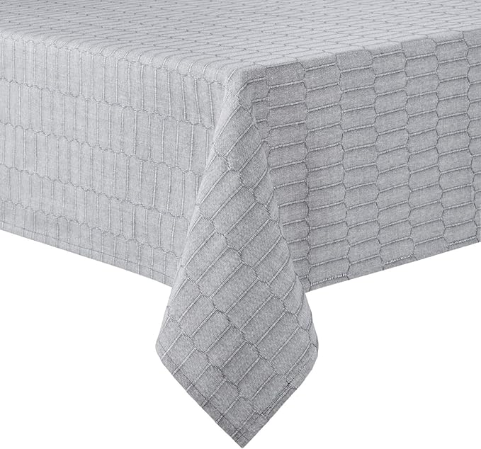 Martha Stewart Honeycomb Modern Farmhouse Tablecloth, Charcoal Grey, 60"x84"