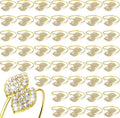 Hotop 72 Pcs Valentine's Day Napkin Rings Gold Table Decorations, Elegant Bling Leaves Napkin Rings, Rhinestone Guest Towels Buckle for Holiday Gather Party, Wedding Dinner Banquet Table Decoration