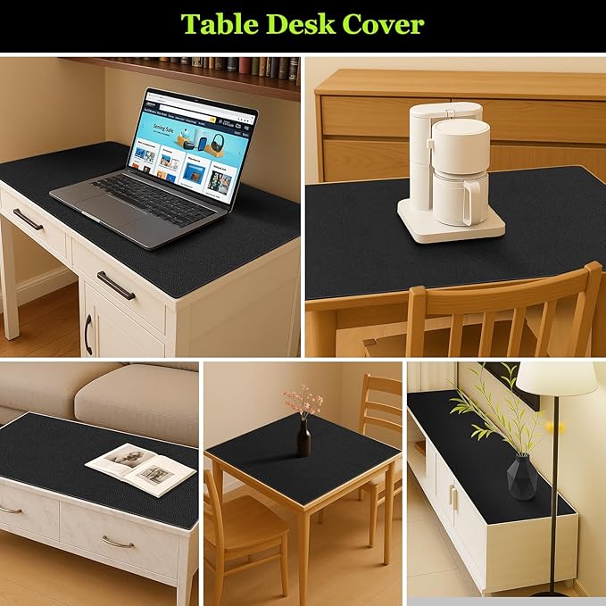 Warmstar Leather Table Cover 18 x42 Inch, 1.8MM Thick PVC Table Protector Waterproof, Desk Cover Protector Non-Slip Table Pad for Kitchen, Dresser, Gaming Desk,Dining Room Table