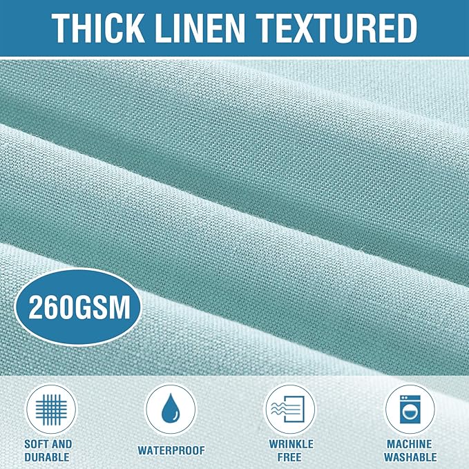 H.VERSAILTEX Linen Textured Table Cloths Round 70 Inch Premium Solid Tablecloth Spill-Proof Waterproof Table Cover for Dining Buffet Feature Extra Soft and Thick Fabric Wrinkle Free, Aqua