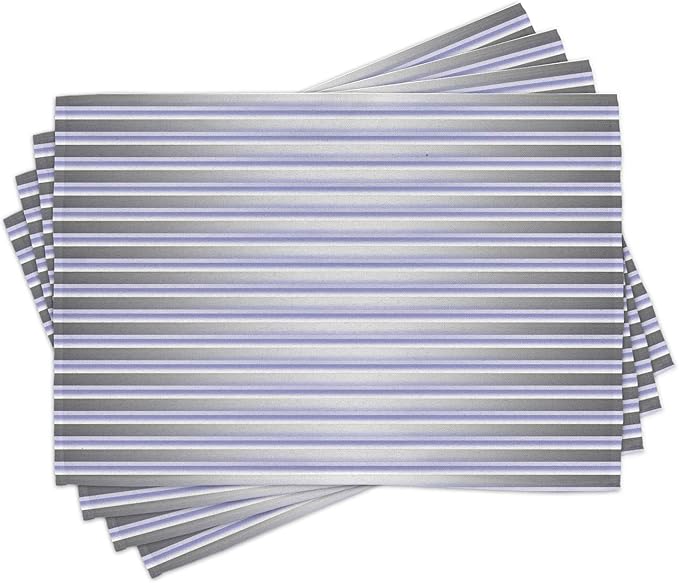 Ambesonne Modern Place Mats Set of 4, Stripe Tube Like Bars Animation Inspired Digital Minimalist Graphic Art, Washable Fabric Placemats for Dining Table, Standard Size, Lavender Grey