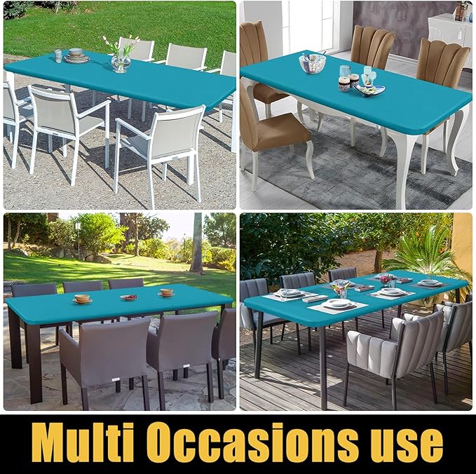 Smiry Rectangle Picnic Table Cloth, Waterproof Elastic Fitted Tablecloths for 4 Foot Tables, Washable Polyester Table Cover for Camping, Indoor and Outdoor (Teal, 24"x48")