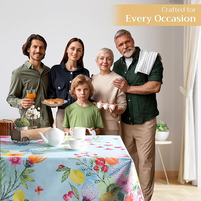 Maison d' Hermine Table Cloth Rectangle Table 100% Cotton 70 x 120 Inches Tablecloth Reusable Decorative for Dining Room Farmhouse Home Valentines Day Decorations Spring Summer - Jardin D'Ete - Mint