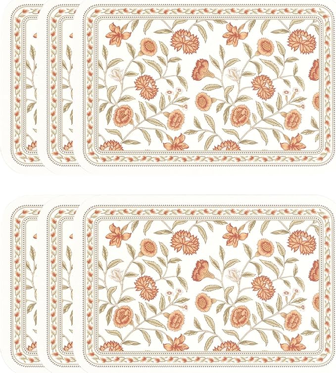 ISAENNE French Vintage PVC Placemats Set of 6,Red Floral PVC Placemat, Waterproof and Heat-Resistant, Decoration for Kitchen, Party,Dinning,New Year,12"*17"