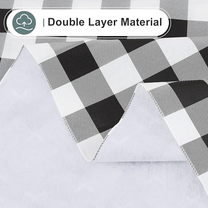misaya Square Waterproof Vinyl Table Cloth, Buffalo Flannel Backed Tablecloth, Wipeable Plastic Table Cover for Dinner, Kitchen, Outdoor (60" x 60", Black and White)