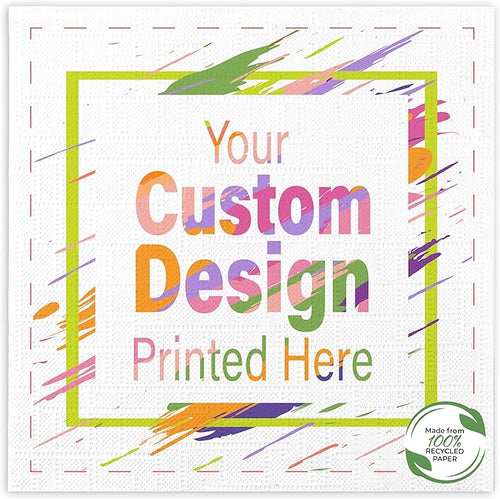 100% Recycled Custom Cocktail Napkins - Personalized 100% Recycled Napkins - Eco-friendly & Full-Color Digital Printed - Weddings, Events & Celebrations - Pack of 50 - All Over Embossed, 5"x 5"