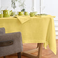 Solino Home Yellow Linen Tablecloth 70 x 126 Inch - 100% Pure Linen Rectangular Tablecloth - Machine Washable Table Cloth for Spring, Easter - Sonoma