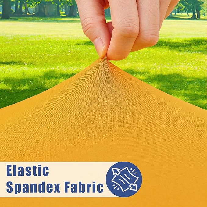 Round Spandex Tablecloth, Elastic Fitted Waterproof Tablecloths for 45"-56" Tables, Stretch Washable Picnic Table Cover for Camping, Dining, Indoor and Outdoor, Mustard Yellow