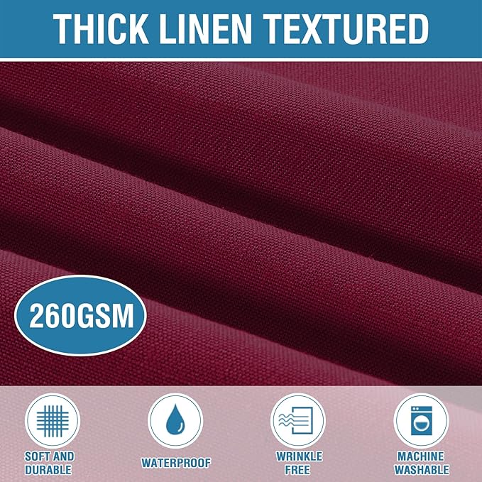 H.VERSAILTEX Linen Textured Table Cloths 60 x 120 Inch Premium Solid Tablecloth Spill-Proof Waterproof Table Cover for Dining Buffet Feature Extra Soft and Thick Fabric Wrinkle Free, Christmas Red