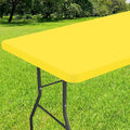 Smiry Rectangle Tablecloth, Elastic Fitted Flannel Backed Vinyl Tablecloths for 6ft Folding Tables, Waterproof Wipeable Table Covers for Indoor, Outdoor, Picnic and Camping (Yellow, 30"x72")