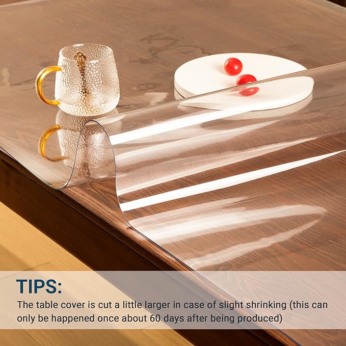 Clear Table Cover Protector Rectangle 20 x 40 Inch, 1.5mm Transparent Plastic Table Protector Waterproof, Anti-Scratch Clear Desk Mat for Office Desktop Dresser Dining Table, FDA Compliant