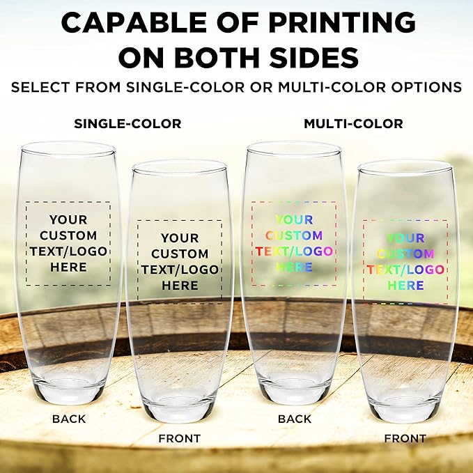 DISCOUNT PROMOS 50 ARC Stemless Champagne Flutes Set, 9 oz. - Customizable Text, Logo - Cachet, Glassware, Cocktails - Clear