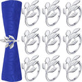Hotop 300 Pcs Leaf Napkin Rings Set Silver Metal Napkins Rings Holders Bulk Glossy Table Adornment for Vintage Wedding Bridal Thanksgiving Christmas Holidays Fall Dinner Party Decoration Favors