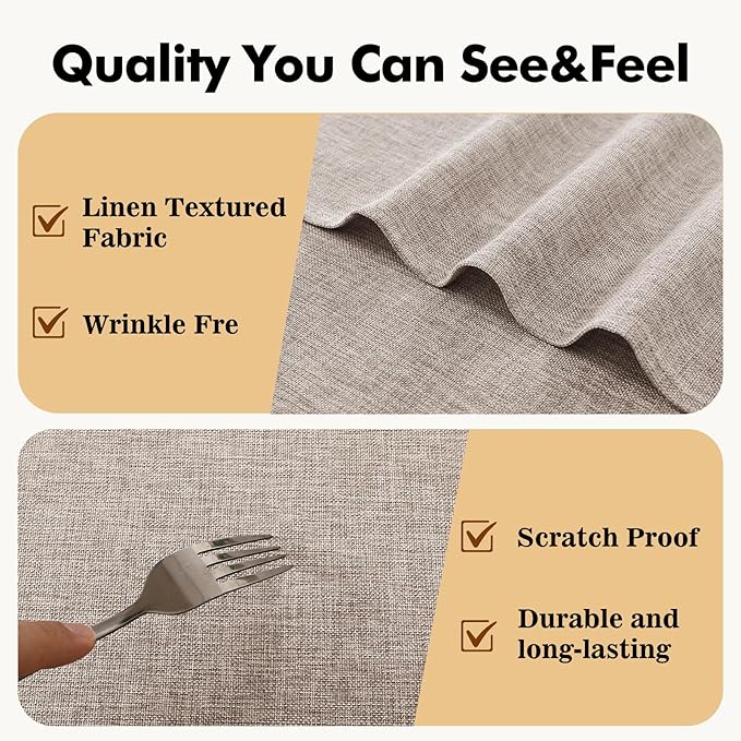 JIUZHEN Round Textured Table Cloth Linen Wrinkle Free Stain Resistant Farmhouse Decorative Circular Tablecloth for Kitchen, Dining, Party, Wedding, Outdoor Use (30 Inch Round,Stone)