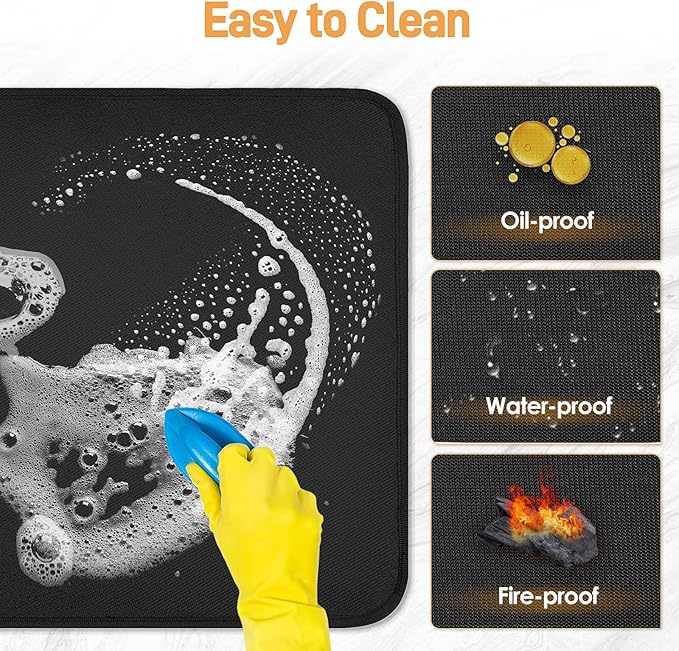 Heat Resistant Mat for Air Fryer, 16 x 20in Heat Resistant Mat for Countertop, Fireproof Silicone Countertop Protector Appliance Slider for Air Fryer, Coffee Maker, Toaster, Oven (Black)