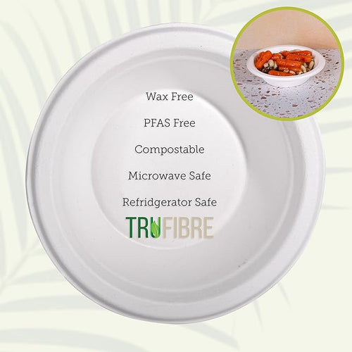 12 Oz Paper Bowls, 100 Pack 100% Compostable Heavy Duty Eco-Friendly Bagasse, Biodegrable Disposable Bowls for Hot, Cold Cereal, Soup, Salad, Bulk