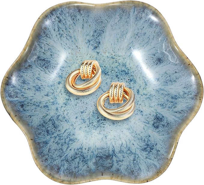 uxcell 1Pcs Ceramics Jewelry Plate, Lotus Leaf Shape Key Holder Bowl for Entryway Table Decor Small Ring Tray Dish Gift for Women Girlfriend, Cold Ash