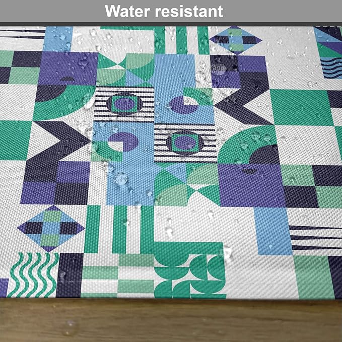 Ambesonne Mid Century Place Mats Set of 4, Geometric Modern Art Design in The Sixties Pop Art Shapes Pattern, Washable Fabric Placemats for Dining Table, Standard Size, Green Black