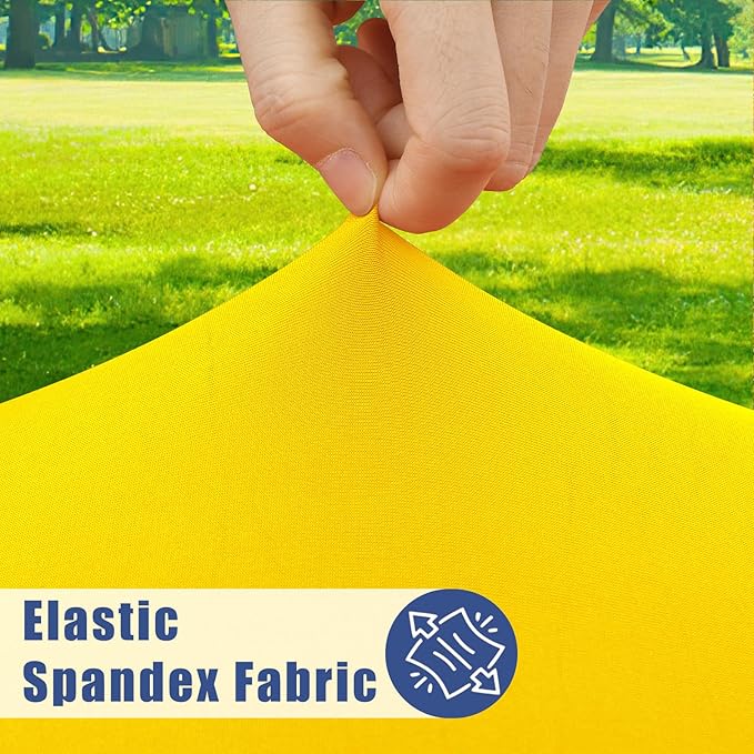 Spandex 5 Foot Rectangle Table Cloth 2 Pack, Elastic Fitted Tablecloths for Picnic, Stretch Washable Patio Table Cover for Outdoor, Camping, Banquet and Parties (Yellow, 30"x60")