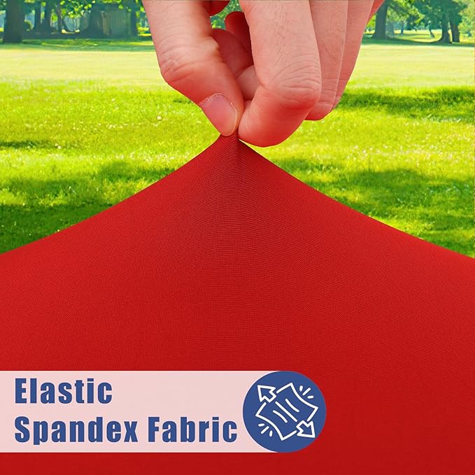 Round Spandex Tablecloth, Elastic Fitted Waterproof Tablecloths for 31"-35" Tables, Stretch Washable Picnic Table Cover for Camping, Dining, Indoor and Outdoor, Red