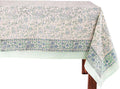 ATOSII Aster Blue 100% Cotton Fall Tablecloth, Handblock Floral Print Rectangle Linen for Kitchen Dining I Parties Weddings Christmas Thanksgiving Easter Outdoors I 72 X 108 Inches I 8 Seater Table