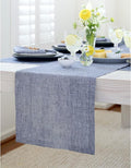 Solino Home Linen Chambray Indigo Table Runner 90 Inches Long - Athena, 100% Pure Linen Dining Table Runner 14 x 90 Inch for Winter, Spring, Easter