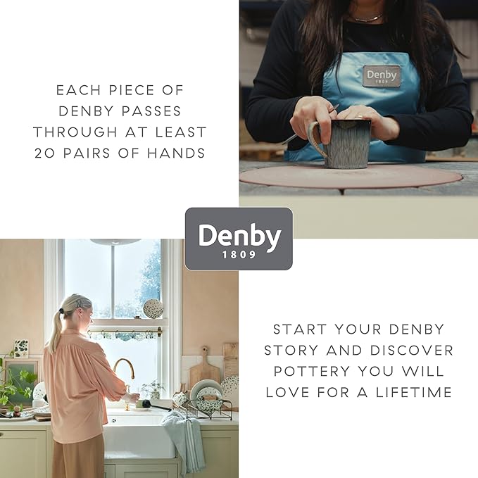 Denby - Elements Black Cereal Bowls Set of 4-28oz Everyday Soup, Dessert Bowls - Contemporary Design With Black Detail - Dishwasher & Microwave Safe Ceramic Stoneware Tableware - Scratch Resistant