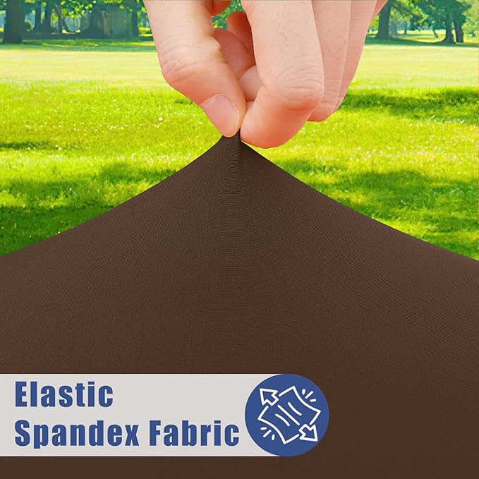 Round Spandex Tablecloth, Elastic Fitted Waterproof Tablecloths for 57"-68" Tables, Stretch Washable Picnic Table Cover for Camping, Dining, Indoor and Outdoor, Coffee
