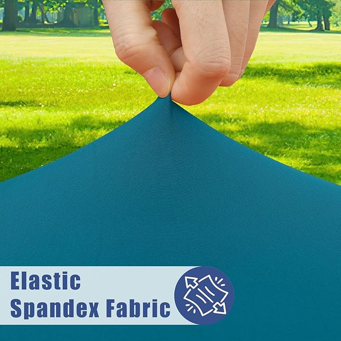Spandex 4 Foot Rectangle Table Cloth 2 Pack, Elastic Fitted Tablecloths for Picnic, Stretch Washable Patio Table Cover for Outdoor, Camping, Banquet and Parties (Peacock Blue, 30"x48")