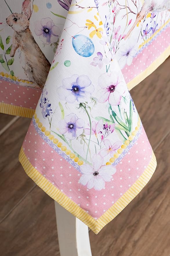 Maison d' Hermine Table Cloth Rectangle Table 100% Cotton 70 x 120 Inches Tablecloth Reusable Decorative for Dining Room Farmhouse Home Valentines Day Decorations Spring Summer - Easter Zest
