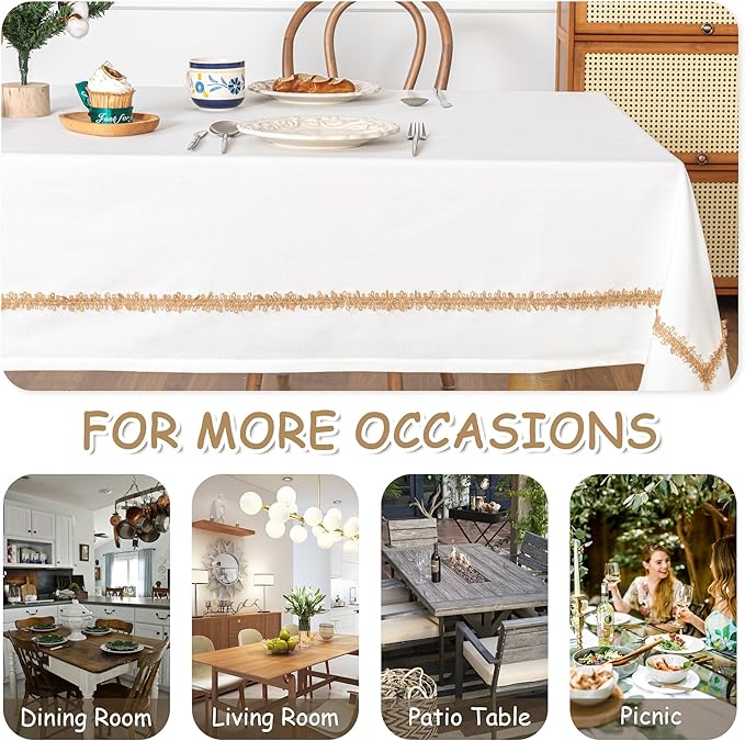 MYSKY HOME Rectangular Table Cloth, 55"X120", Waterproof, Soft Cotton/Polyester Blend, Floral Pattern, 10-12 Seats, Indoor/Outdoor