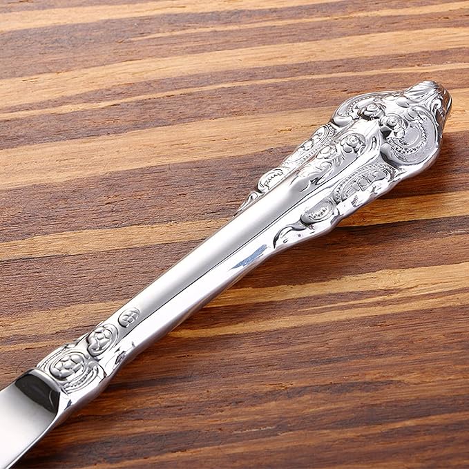 Silverware Set 18/10 Stainless Steel Flatware Sets Palace Style 48 Piece Delicate Cutlery Set for 12 Durable Home Kitchen Wedding Tableware Utensil Include Knifes Teaspoons Forks and Spoons
