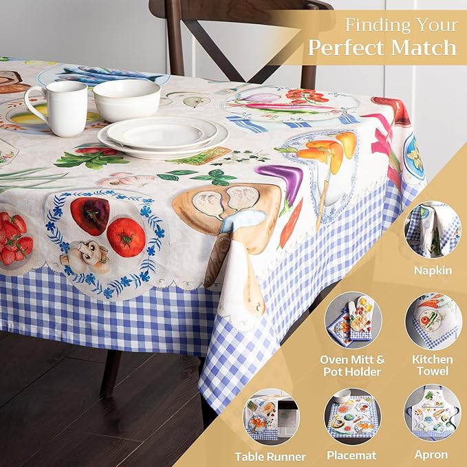 Maison d' Hermine Table Cloth Rectangle Table 100% Cotton 54 x 72 Inches Tablecloth Reusable Decorative for Dining Room Farmhouse Home Valentines Day Decorations Spring Summer - Gourmand