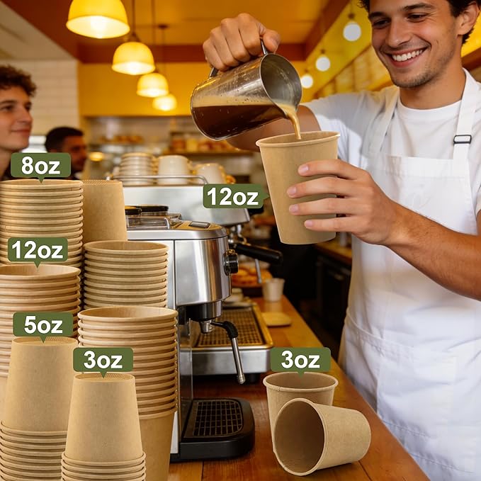 3 oz 600 Pack Disposable Coffee Cups, Bulk Brown Disposable Paper Cups, Coffee Cups for Hot Tea, Chocolate and Cold Drinks