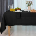 D'Moksha Homes Black Linen Tablecloth 60 x 84 Inch - 100% Pure Linen Table Cloth for Rectangle Tables - Machine Washable Tablecloth for Spring, Easter