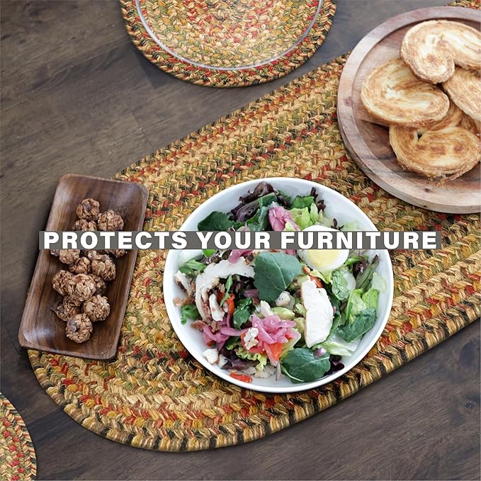 Homespice Kingston Dining Placemats, Warm Country Decor, Set of 6, Multicolor - 13x19 Rectangle Table Mats - Vibrant Colors, Durable, Easy to Clean and Protects Furniture