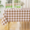 misaya Rectangle Waterproof Vinyl Table Cloth, Buffalo Flannel Backed Tablecloth, Wipeable Plastic Table Cover for Dinner, Kitchen, Outdoor (60" x 84", Brown and White)