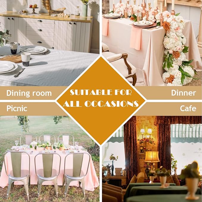 BALCONY & FALCON Table Cloth for 6 Foot Rectangle Tables – Waterproof, Wrinkle-Free Farmhouse Tablecloth for Dining, Kitchen, Wedding, Baby Shower & Holiday Gatherings (Purple, 55" x 95")