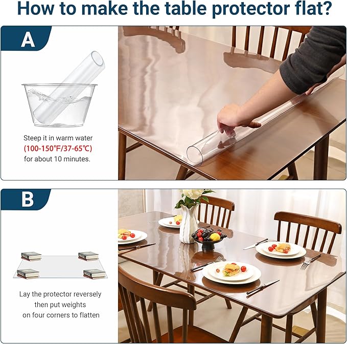 Clear Table Cover Protector Rectangle 12x28 Inch, 1.5mm Transparent Plastic Table Protector Waterproof, Anti-Scratch Clear Desk Mat for Office Desktop Dresser Dining Table, FDA Compliant