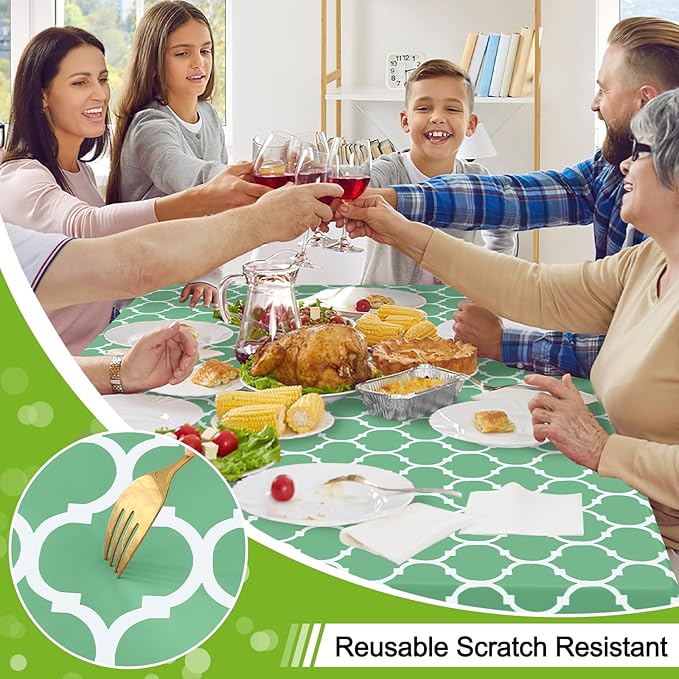 Smiry Rectangle Table Cloth, Waterproof Vinyl Tablecloth with Flannel Backing for Rectangle Tables, Wipeable Spillproof Plastic Tablecloths for Dining, Camping and Indoor (60"x102", Sage Green)
