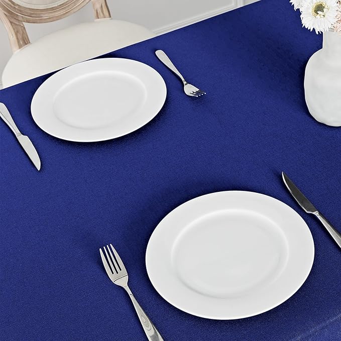 Rectangle Tablecloth Waterproof 52x70 inch Linen Textured Table Cloth Stain and Wrinkle Resistant Washable, Decorative Fabric Table Cover for Dining, Party and Camping, Royal Blue