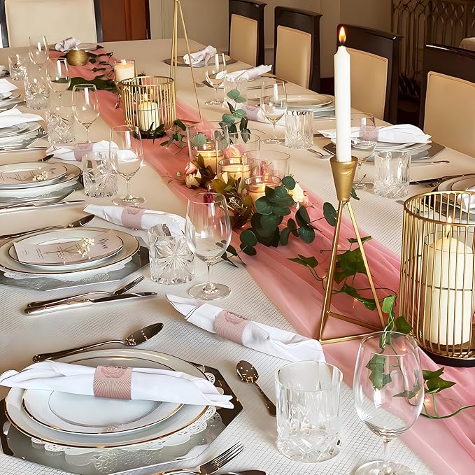 Christmas Napkin Rings Set of 200, 2 Colors in 1, Reusable Adjustable Napkin Bands for Holiday Parties, Wedding, Thanksgiving Table Decor, Waterproof Tear-Proof (Rose Gold) Great Gift Idea