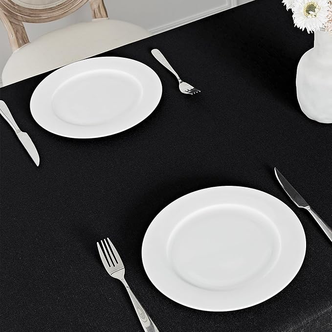 Rectangle Tablecloth Waterproof 60x104 inch Linen Textured Table Cloth Stain and Wrinkle Resistant Washable, Decorative Fabric Table Cover for Dining, Party and Camping, Black