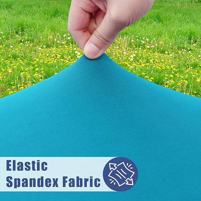 Round Spandex Tablecloth, Elastic Fitted Waterproof Tablecloths for 45"-56" Tables, Stretch Washable Picnic Table Cover for Camping, Dining, Indoor and Outdoor, Turquoise