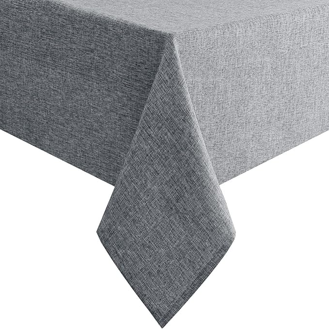 Hiasan Faux Linen Square Tablecloth - Wrinkle and Stain Resistant Washable Table Cloth for Kitchen Dining Room Holiday Table Cover for Party Dinner, Grey, 54 x 54 Inch