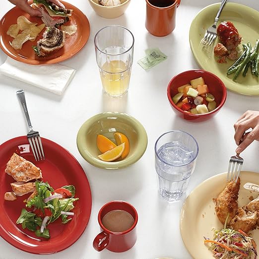 GET 12" Heavy-Duty Wide Rim Melamine Plastic Dinner Plate (Set of 12)
