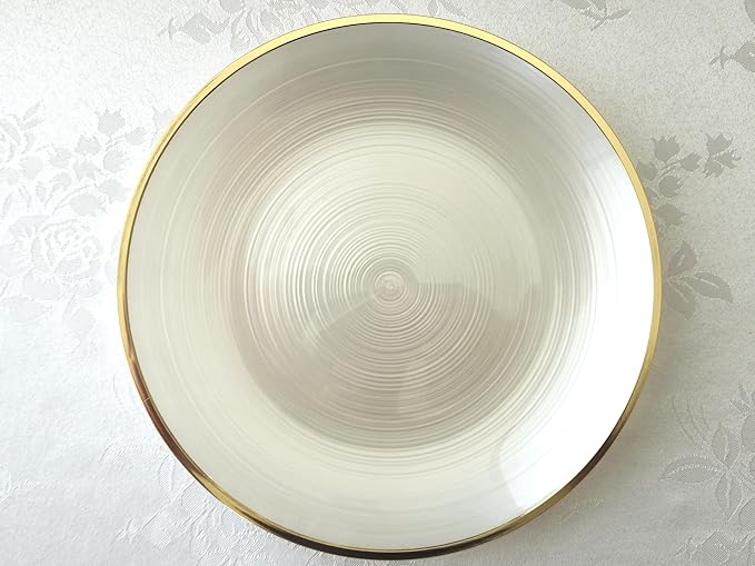 " OCCASIONS " 100 Plates Pack,(50 Guests) Premium Wedding Party Disposable Plastic Plates Set -50 x 10'' Dinner + 50 x 7'' Salad/Dessert (Belize in Ivory & Gold)