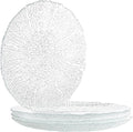 Vikko Salad Plate, Set of 4 Glass Plates, 8.5 Inch Dessert, Salad, Appetizer Plate, Elegant Textured Glass Design, Stackable Plates, Dishwasher Safe